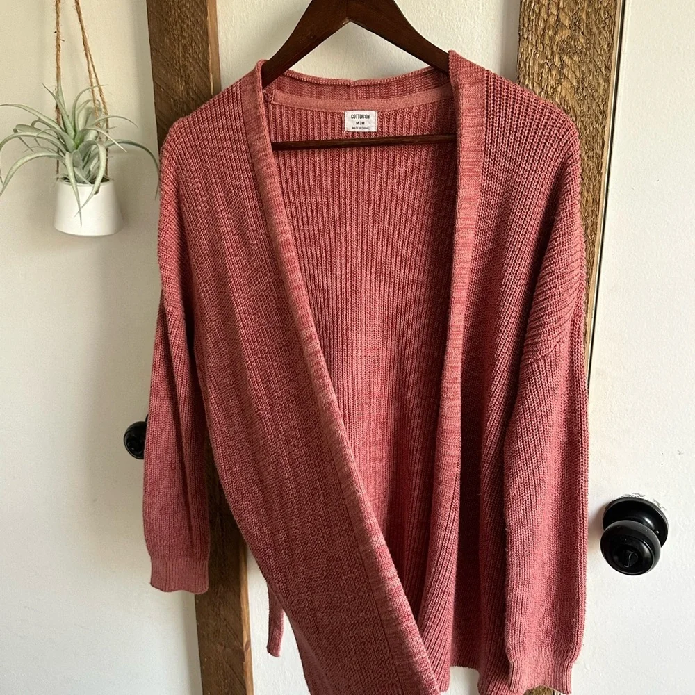 Cotton On Women's Archy Cardigan Sweater Size Medium Canyon Rose Marsala Twist - Picture 11 of 16